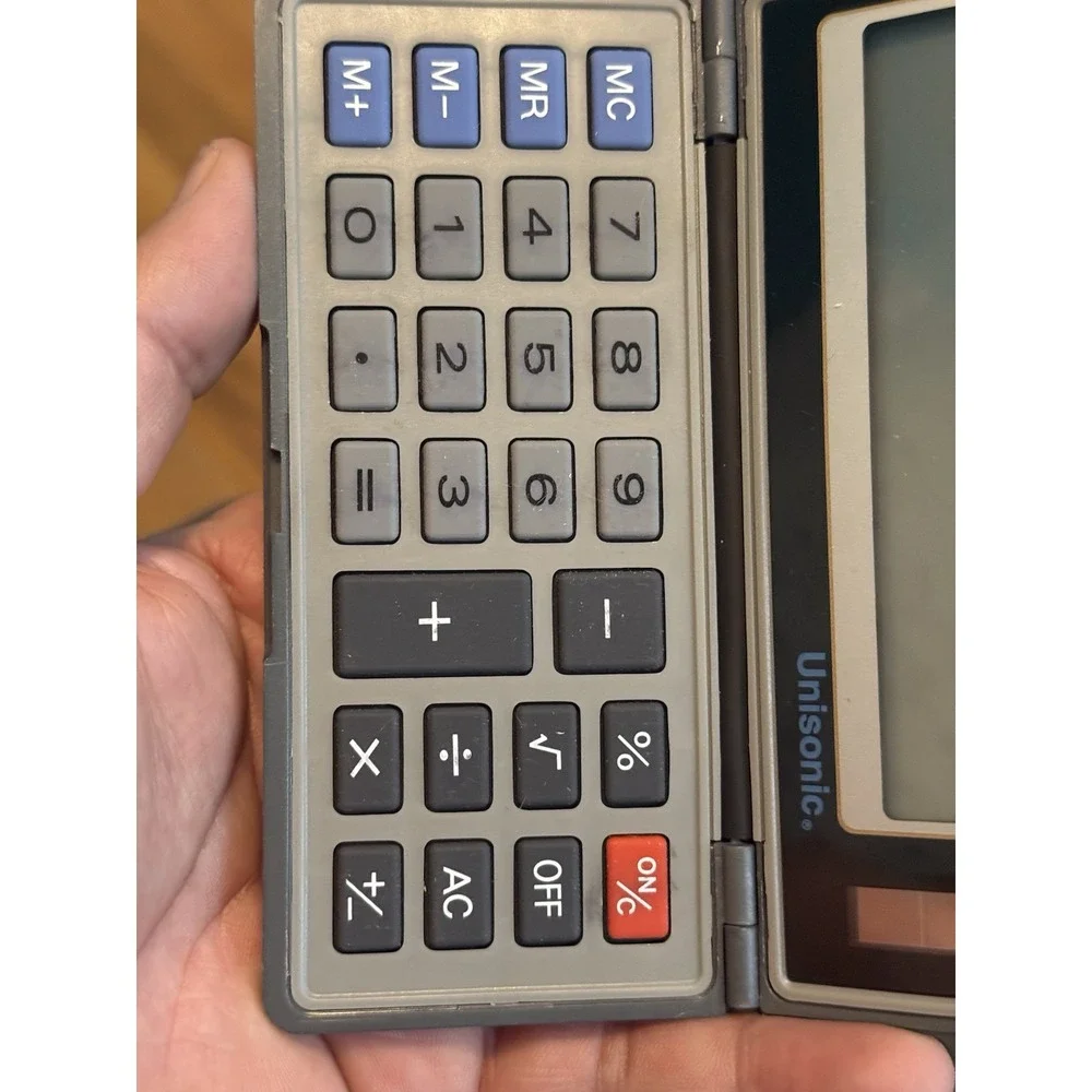 Vintage‎ Unisonic Foldable LC2960 Solar 10 Digit Display Calculator No Power